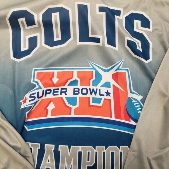NFL Indianapolis Colts Super Bowl XLI Champions Hood Long Sleeve Tee Mens Medium - Picture 3 of 7
